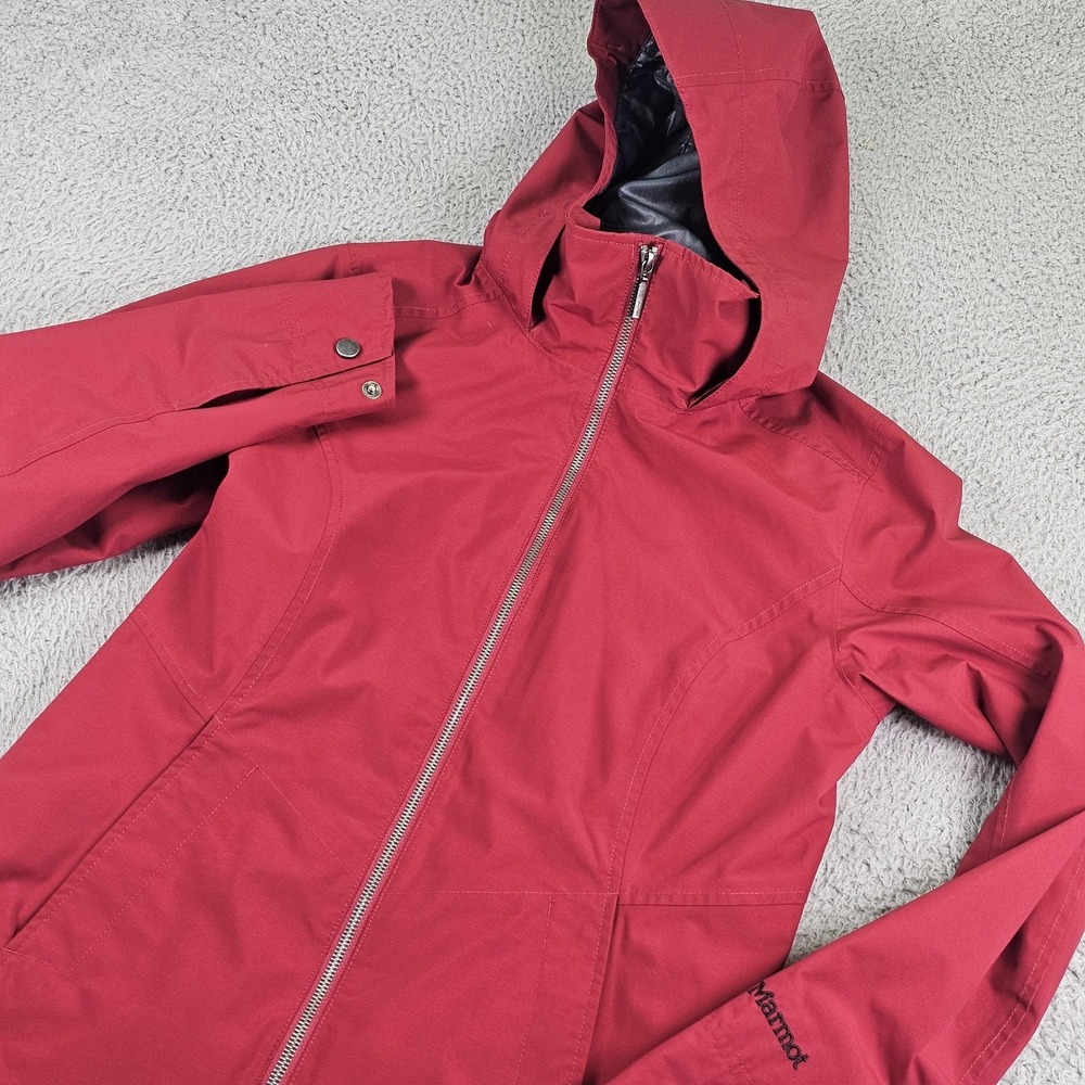 Marmot Rain Coat Womens Small Red Hooded Full Zip Water Resistant G35780